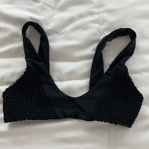 Tori Praver smocked black bikini top sz med